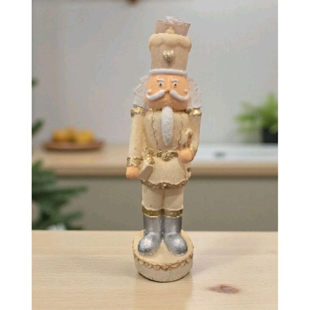 New Large Cream / Silver Christmas Toy Soilder Candle Room Holiday Decor